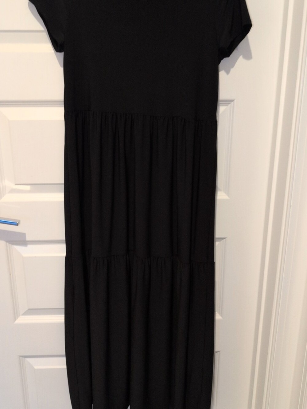Nicole Miller Black Short-Sleeve Tiered Maxi Dress - Picture 5 of 9